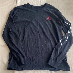 Jordan Black and Red Long Sleeve Tee with Jumpman Logo